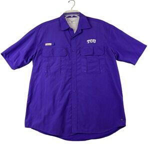 TCU Fishing Shirt Chiliwear Mens XL Purple Short Sleeve Vented Nylon Collegiate